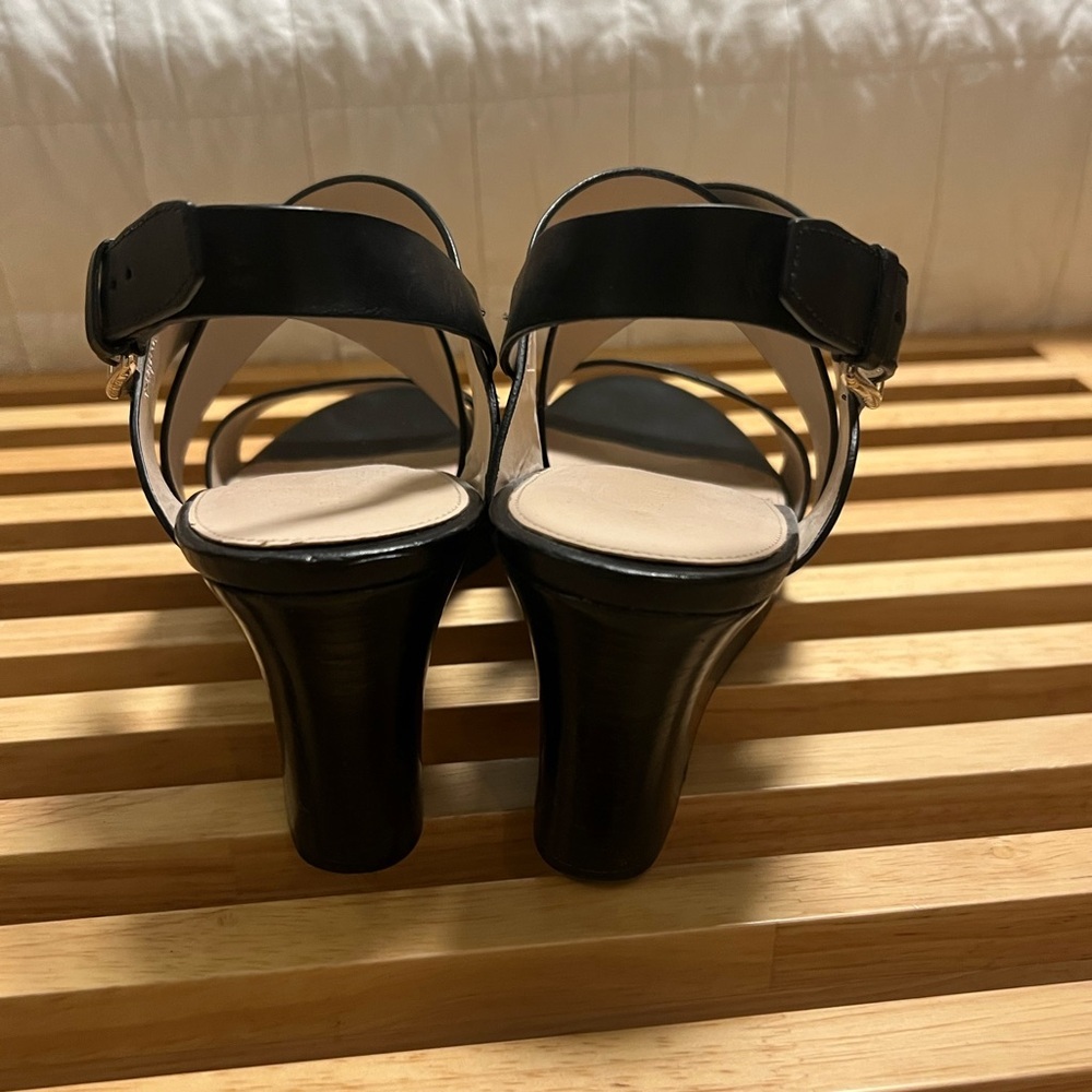 Cole Haan Black Wedge Sandals with Modern Design - Picture 4 of 7